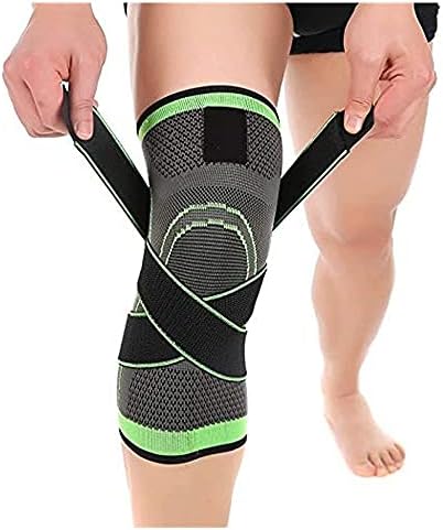 Knee Support , Sport Elastic Nylon Knee Brace with Strap Compression for Joint Pain Woman Men, Adjustable Knee Sleeves for Knee Pain Relief (Green, XL)