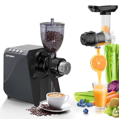 Image of Masticating Fruit Vegetable Juicer Machine, 2-In-1 Electric Juicer Grinder 18 Adjustable Settings for Coffee Bean Nut, 250W Quiet Juicing Machine Cold Press Extractor BPA Free Easy To Clean & Assemble