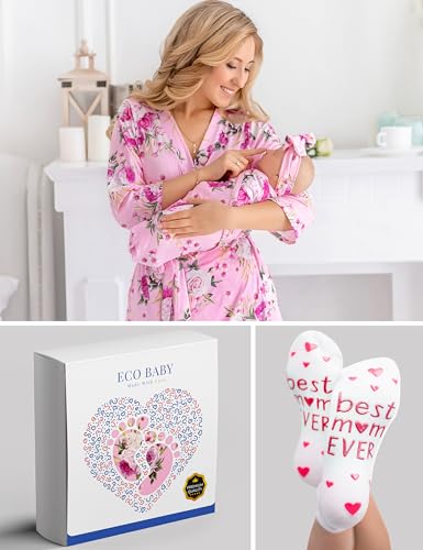 Image of Mommy and Me Robe and Swaddle Set | Maternity Robe Matching Baby Girl, Boy