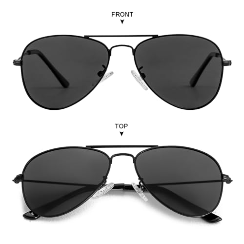Kids Polarized Aviator Sunglasses for Little Girls Boys Age 3-8 (Black/Grey) by Gleyemor - Image 5