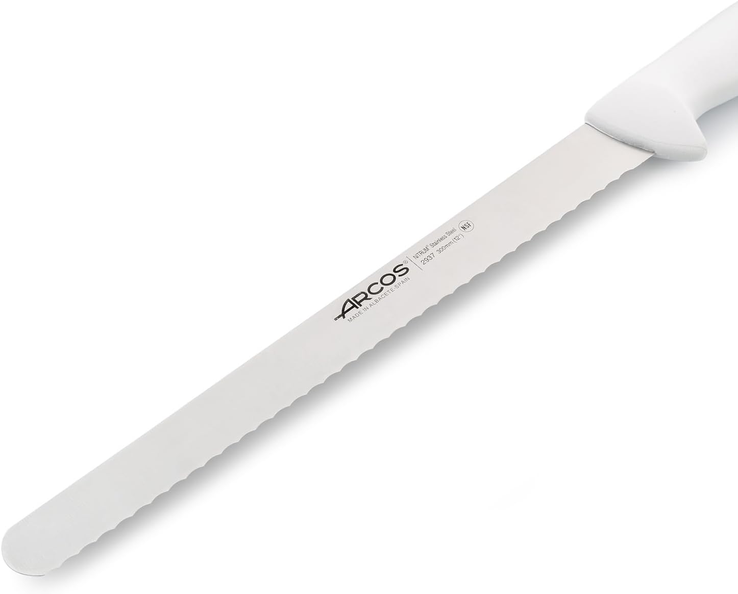 Arcos Pastry Knife/Cake Knife 12 Inch Nitrum Stainless Steel and 300 mm Blade.Ergonomic Polypropylene Handle. Allows easy dividing, cutting and serving of cake bases. Series 2900. Color White