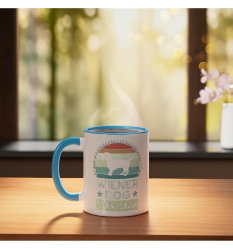 Taza de cerámica azul/blanca Wiener Dog Grandpa 11oz miniatura 3