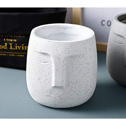5.5Inch Concrete Planter, Urn For Plants, Modern Indoor/Outdoor Head Planter Face Flowers Plant Pots , Statue Plant Pot For Home Decoration, Gift ,Concrete Head Planter For Home Decoration(White) #TOP6