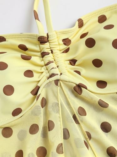 Image of ZAFUL Women 3 Piece Bikini with Cover Up Skirt Halter Bandeau Swimsuit Floral Tie Side Cheeky Bathing Suit