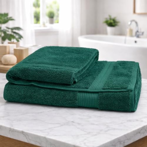 Image of Towels for Bath | Towels for Bath Large Size Bath Towel - Soft & Absorbent | 600 GSM | 1 Piece Bath Towel for Men /Women | 70 cms x 140 cms - Bottle Green