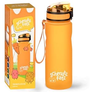 schmatzfatz Trinkflasche Kinder Auslaufsicher 0,5L, Sport Trinkflasche Schule zum Wandern & Fitnessstudio, Geschmacksneutrale Wasserflasche 500ml, Trinkflasche mit Fruchteinsatz, BPA-Frei