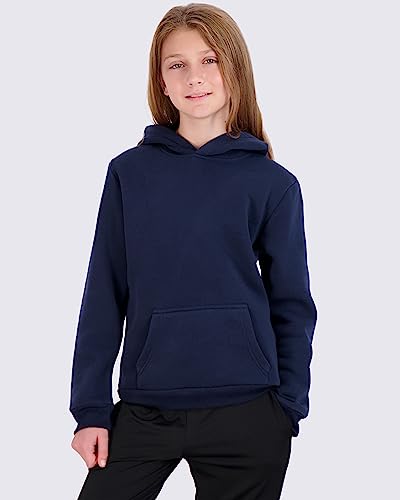 3 Pack: Girls Fleece Pullover Hoodie Long Sleeve Sweatshirt Cute Soft Teen Fashion Sweater Uniform Youth Active Athletic Gym Tops Clothes Kids Plain Black Blue Hoody Hooded Warm - Set 3 , Lg (14) #TOP29