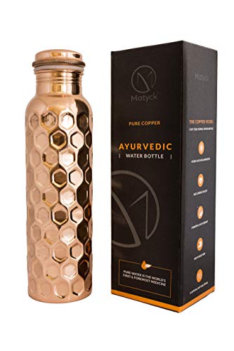 Matyck Pure Copper Yoga & Sports Water Bottle, Large 32oz, Eco Friendly, Not
