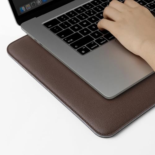 Image of Comfyable Laptop Sleeve 13 Inch Precisely Compatible with MacBook Pro M2 2022 M1 2020-2016 & Mac Air M4 2025 A3240 M3 2024 M2 2022 M1 2020, Faux Leather Cover Case, Coffee