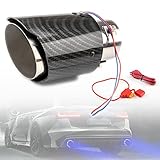 WENJTP 2.25 Inch LED Exhaust Tip Tailpipe Tip 60mm Straight Carbon Fiber Style Bolt Clamp On for Cars HTRACING (Blue Light)