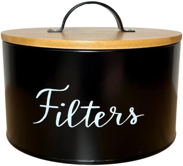 Black Coffee Filter Holder Metal & Bamboo Coffee Filter