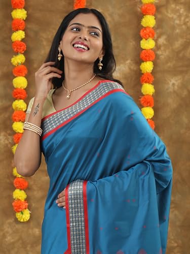 HerClozet blue bomkai silk saree – image 5