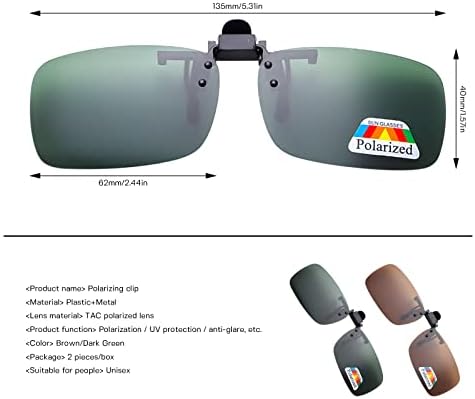 Skyzone Clip on Sunglasses,2 Pairs Sunglasses Clip on Glasses,Flip Up Polarized Lens Fit over Prescription Glasses for Women Men