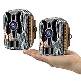 Folgtek 2pcs 20MP 1080p Mini Caméra de Chasse avec Vision Nocturne et Temps de Déclenchement Rapide, IP65 Étanche Grand Angle 120° Protection par Mot de Passe