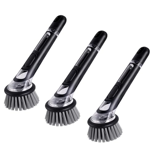 Sophisticate Spülbürste mit Spülmittelspender, 3 Stück, Befüllbare Spülbürste Reinigungsbürste Set, Multifunktionale Küchenbürste für Geschirr, Töpfe, Spülbecken Reinigung