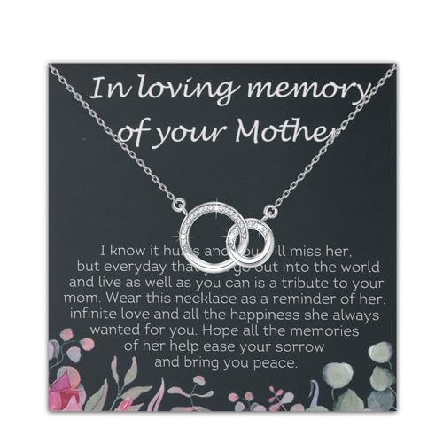 PLITI In Loving Memory Of Your Mother Sympathy Gift Memorial Gift Double Interlocking Circle Necklace For Loss Of Mother, Medium