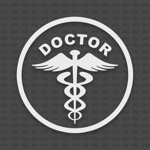 Image of Doctor Stickers for Car - Doctor Logo Reflector Decal Sticker for Cars, Waterproof Stickers, (Pack of 2) Size 10.5x10.5cm (White)