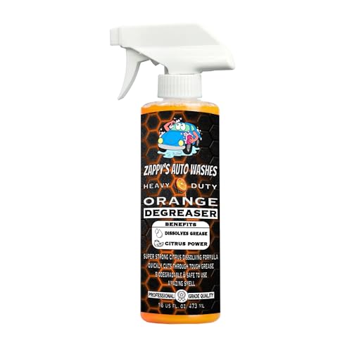 ZAPPY'S AUTO WASHES - Zappy's Heavy Duty Orange Degreaser - Multi Surface Degreaser to Remove Grease & Grime on Plastic, Cloth, Vinyl, Metal, Leather, Carpet 16oz
