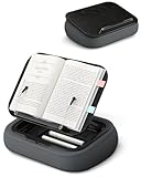 Viozon Lap Book Pillow Stand with Storage, Adjustable Beanbag Reading Pillow with Dark Wood Panel, Multi-Angle Book Holder for Hands-Free Reading in Bed or Sofa,Book Lover Essential,Soft Cushion, B