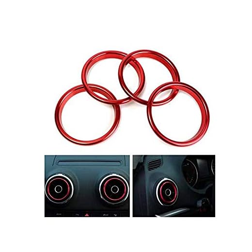 Alamor 4Pcs Anillos Decorativos del Mercado del Acondicionador De Aire Brillante Círculo Rojo para Audi A3