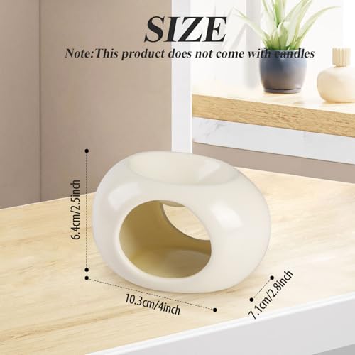 Bighan Duftlampe Aromalampe Teelichthalter Duftlampe aus Keramik mit der Candle Löffel Aroma Diffuser - Beige