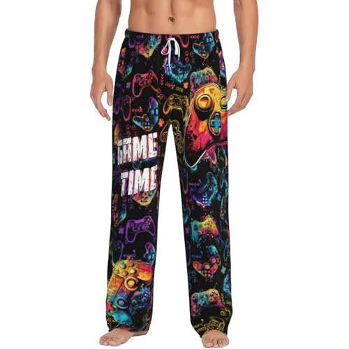 Fashion Game Men's Pajama Pants Soft Lightweight Men's Pajama Bottoms Video Game Lounge Pants For Men With Pockets Drawstring Medium