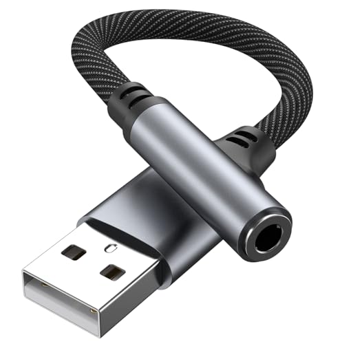 USB to 3.5mm Headphone Adapter, USB A to Aux Jack Audio Adapter Cable Cord for PS5 PS4 PC Windows Mac Linux Laptop Desktop and More