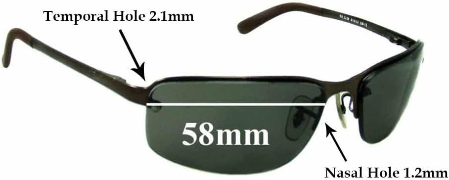 Sunglass Fix Replacement Sunglass Lenses Compatible with Ray-Ban RB3239-1.2mm Nose hole 58mm