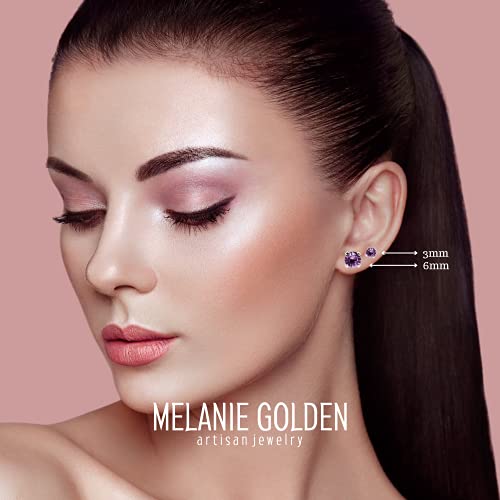 Tiny Birthstone Gemstone Post Stud Earrings In Sterling Silver | Multiple Color Choices & Sizes | Birthday Earrings For Women (3Mm, February | Purple Amethyst) #TOP5