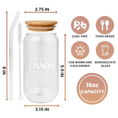 DUNKMATE Thank You Gifts for Women, Coworkers, Manager, Office, Teacher, Nurse, Mom, Her - Chaos Coordinator Gifts - Administrative Professional, Valentines, Birthday Drinking Cup - 16 Oz Can Glass - Image 4