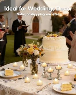 Amagic Pack of 12 Tea Lights, Battery Operated LED Warm White Flameless Candles, 100+ Hours Votive Candles, Flameless Tea Lights, Electric Tea Lights for Halloween, Christmas, Home Decorations