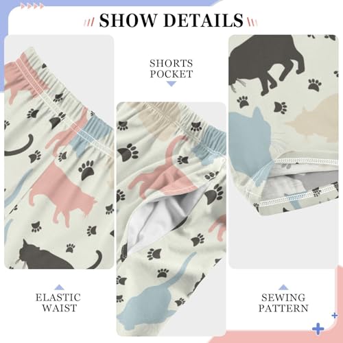 Boys' Pants Stylish Colorful Cats Paws Long Bottoms Jogger Pants Elastic Waist Trousers with Pockets S-XL4