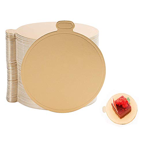 100-Pack Mini Cake Base Boards, Gold Mousse Cake Cardboard Set, Ideal for Dessert Buffet, Wedding, Parties, Catering Supplies (mixing set) - Thumbnail 6