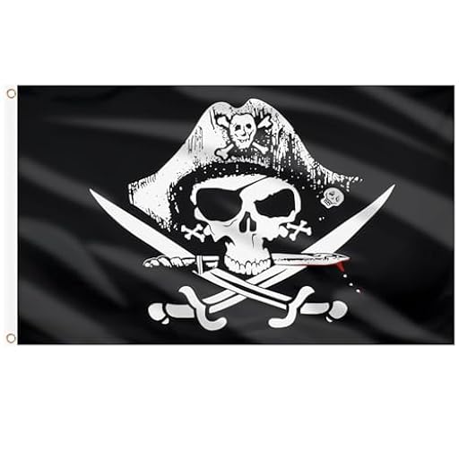AhfuLife Bandera Pirata 3x5 ft, Bandera Pirata Grande con Cráneo y Navaja Cruzada, Bandera con Calavera de Poliéster con 2 Ojales Impermeable para Fiesta Pirata Decoración de Halloween (1pcs) | Ya disponible en tu tienda friki favorita! En mundofriki.es!