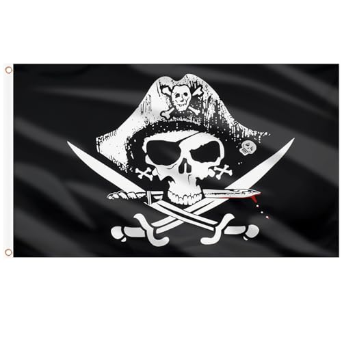 AhfuLife Bandera Pirata 3x5 ft, Bandera Pirata Grande con Cráneo
