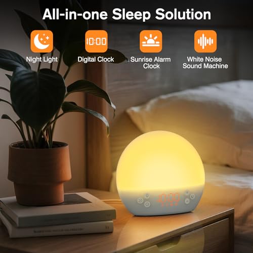 Sunrise Alarm Clock Wake up Light White Noise Sound Machine with Timer - Image 2
