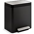 KOHLER 13-Gallon Stainless Steel Step Trash Can, Stainless Steel, Hands-Free Pedal, Quiet-Close Lid, Fingerprint-Resistant, Durable, K-20940-ST