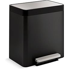 KOHLER 13-Gallon Stainless Steel Step Trash Can, Stainless Steel, Hands-Free Pedal, Quiet-Close Lid, Fingerprint-Resistant, Durable, K-20940-ST