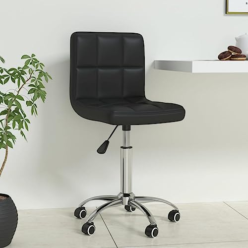 Chaise de bureau en cuir synthétique noir au design épuré