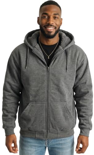 Image of ToBeInStyle Men's Polar Fleece Long Sleeve Zip Up Kangaroo Pocket Cold Weather Hoodie Jacket