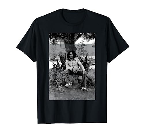 Image of Bob Marley Official Black And White Stripe Photo T-Shirt