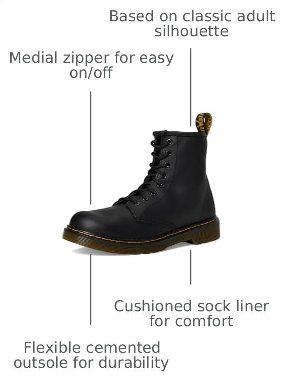 Image of Dr. Martens 1460 J (Little Kid /Big Kid) Black Softy 10 UK (US 11 Little Kid) M