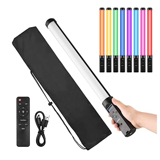 Henniu Luz De Tubo Rgb Portátil Bastão De Luz De Vídeo Led 3200K-5500K Regulável 9 Efeitos Bateria Embutida Com Controle Remoto Para Vlog Live Streaming Fotografia De Retrato Do Produto, Preto