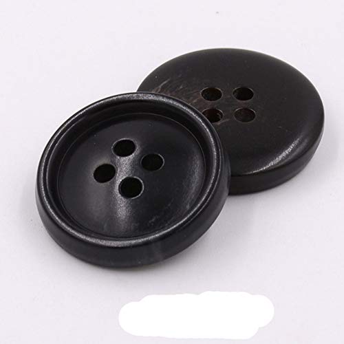 10PCS Boutons à Vêtement - Bouton de Couture en Corne à la Mode avec 4 Trous en Forme de Bouton pour Hommes, Chandails, Uniformes, Chemise, Blazer, Manteau et Veste (Noir-5, 20mm) Cover