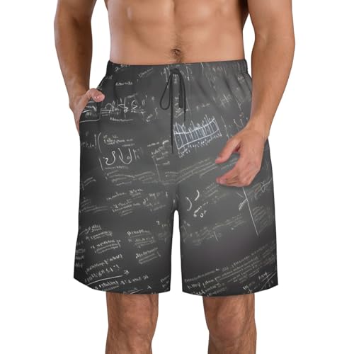 Math Symbols Pattern Print Stylish Beach Shorts Swim Trunks Lightweight Breathable Summer Outdoor Activities