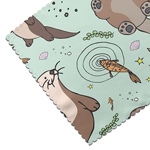 Cartoon Cute Otter Placemats For Dining Table Set Of 6 Washable Placemats For Dining Table Indoor Outdoor Heat Resistant Stain Resistant (12X18 Inches) #TOP5