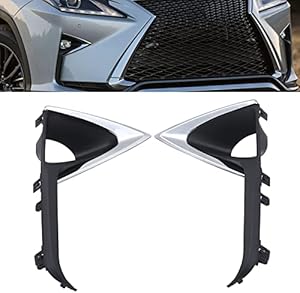 MotorFansClub Fog Light Cover Fit for Lexus RX350 RX450H 2016 2017 2018 2019 Front Fog Lamp Cover Black with Chrome Trim Left and Right