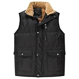 Generisch Herren Ärmellose Jacke Winter Fleeceweste Wärme Gefütterte Winterweste Modisch Freizetiweste Übergangsweste Zip-Westen Winter Warm Outdoorweste Sportweste Softshelljacke