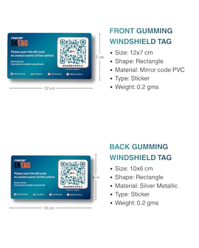 Image of Nxcar EkTag Smart QR Tag (15 Pc Family Pack) | QR Tags for Car, Bike, Phone, Bags, Pets and School Items. Lost Item Finder | 100% Phone Number Privacy | Pack of 15 Tags