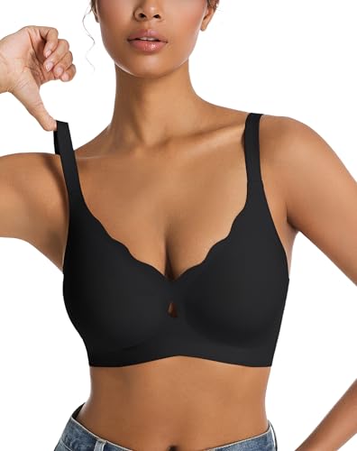 POSESHE Bras for Women No Underwire Wave Push Up Wireless Seamless Full Coverage Bralettes Lift Everyday Bra